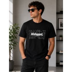 Siyah HAPPREL Grafik Baskılı Basic Tişört