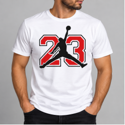 23 Basketbol Silüeti Baskılı Erkek Tişört