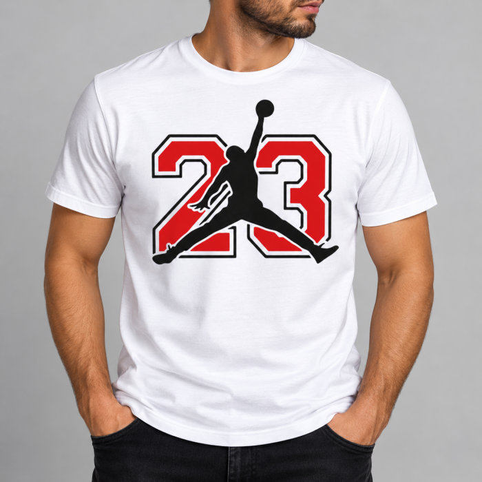 23 Basketbol Silüeti Baskılı Erkek Tişört 23 Basketbol Silüeti Baskılı Erkek Tişört