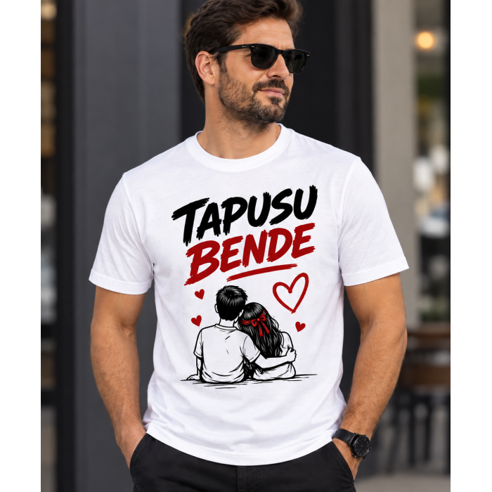 Tapusu Bende Sevgili Temalı Baskılı Beyaz Tişört Tapusu Bende Sevgili Temalı Baskılı Beyaz Tişört