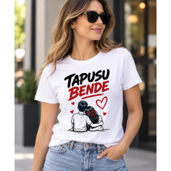 Tapusu Bende Sevgili Temalı Baskılı Beyaz Tişört Kadın