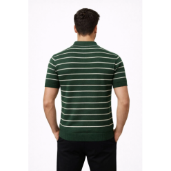 Erkek Çizgili Polo Yaka Tişört – Yeşil