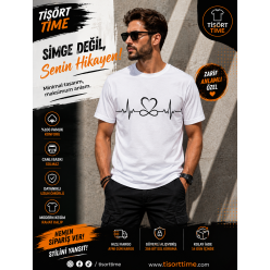 Kalp EKG Baskılı Erkek Tişört