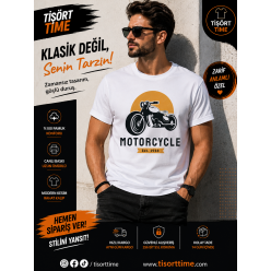 Vintage Motorcycle Baskılı Erkek Tişört