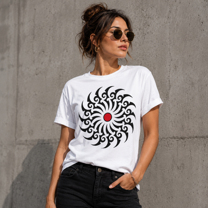Tribal Güneş Baskılı Kadın Tişört