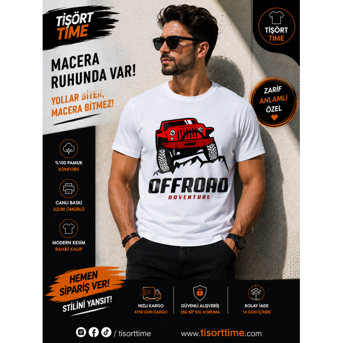 Off Road Baskılı Erkek Tişört