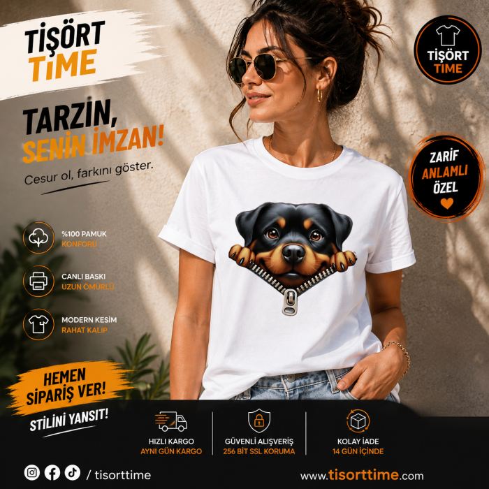 Rottweiler Baskılı Kadın Tişört