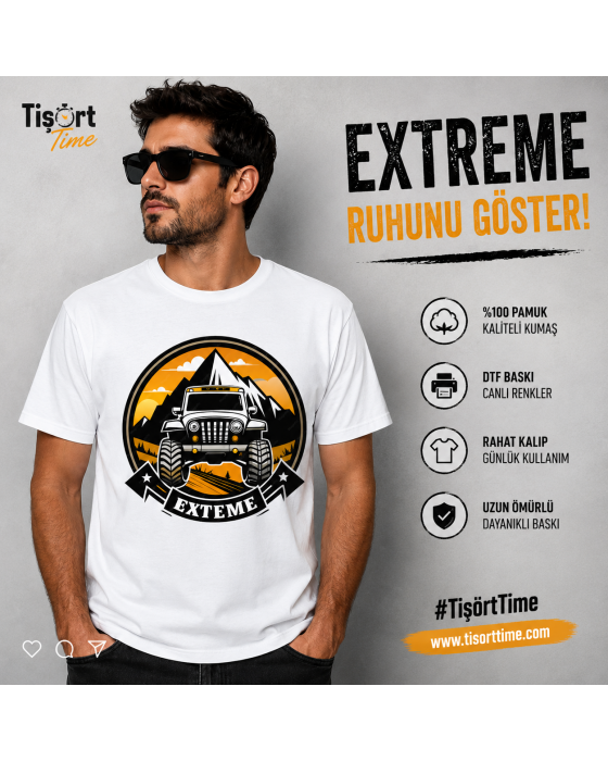 Extreme Jeep Baskılı Erkek Tişört