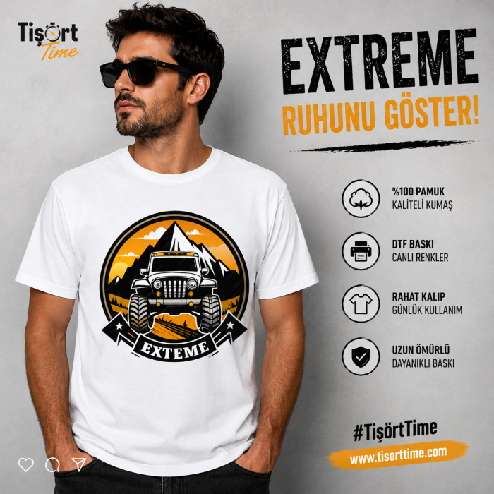 Extreme Jeep Baskılı Erkek Tişört